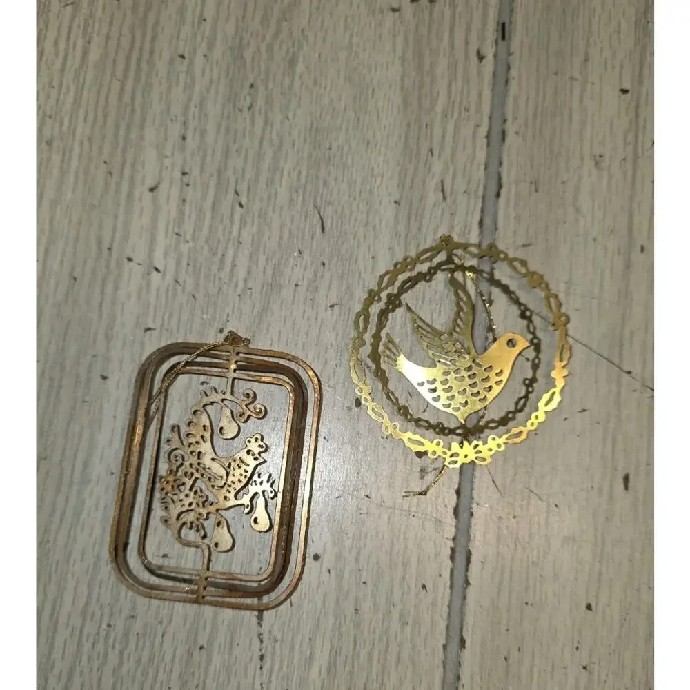 Vtg 1983 Gold Plated Brass Christmas Fantasy Dove Partridge Bird Ornament